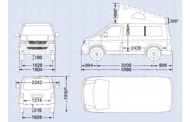 VW T5 campervan dimensions